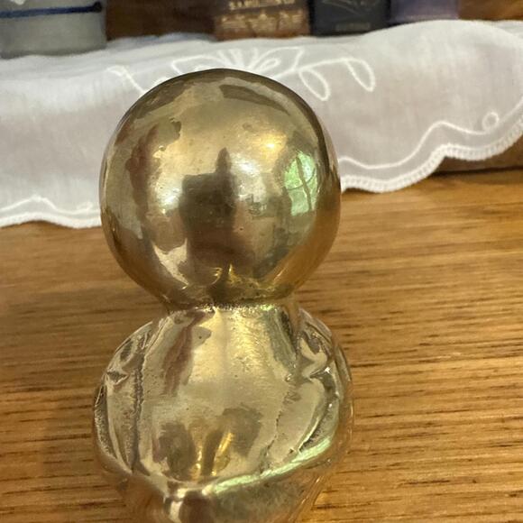 VTG Pair Solid Brass Duck Duckling Baby Figure Decor Paperweight MCM Retro - Picture 7 of 10